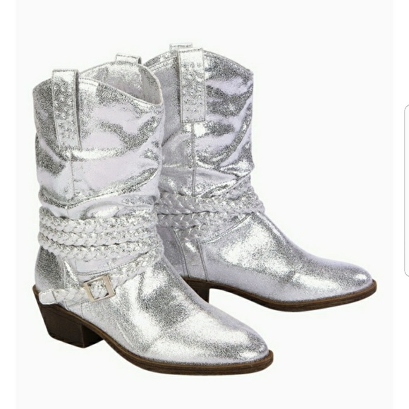 Shoes | Hp Silver Cowgirl Boots | Poshmark